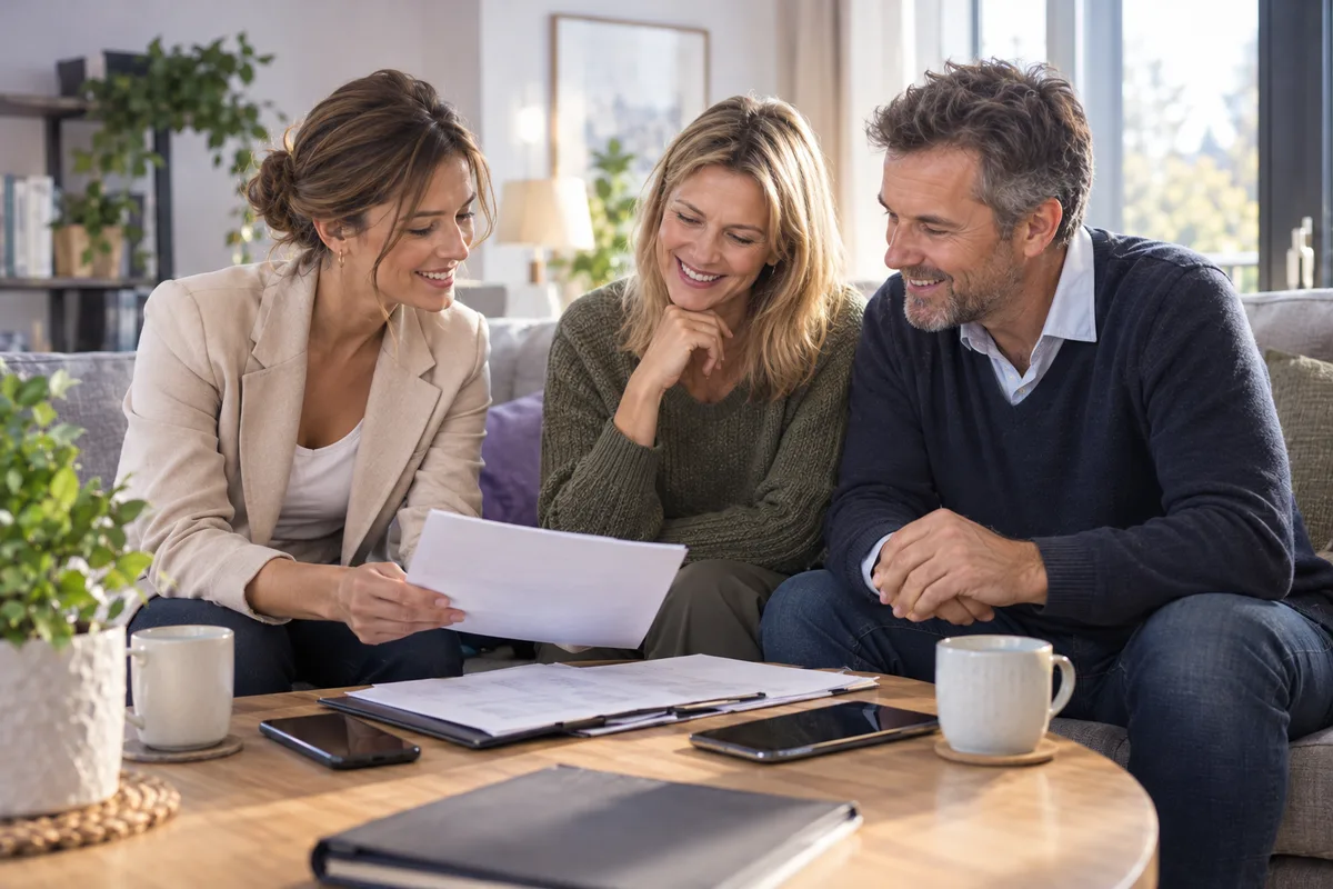 Advisor at a review meeting with a married couple